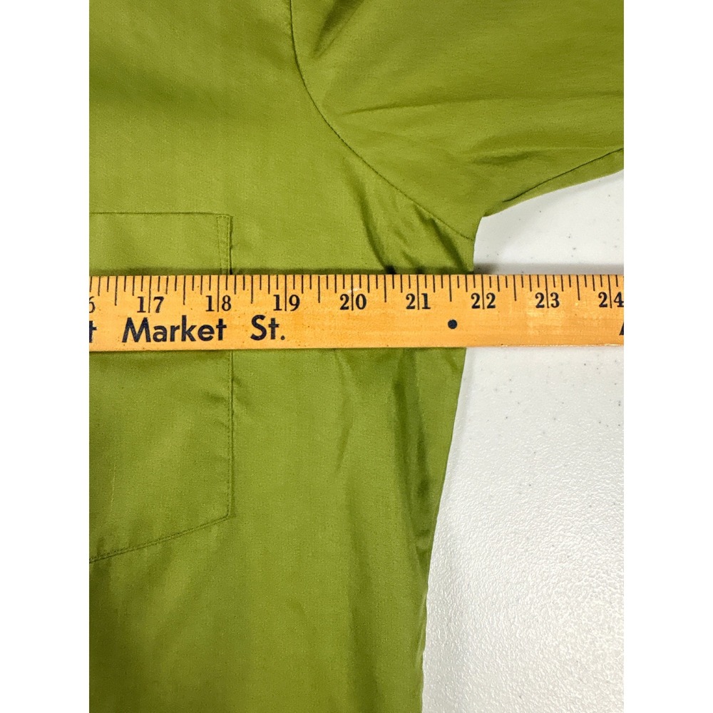 Vintage 70s Arrow Kent Lime Green Button Down Shirt Men 15/32 M disco big collar - Picture 4 of 8